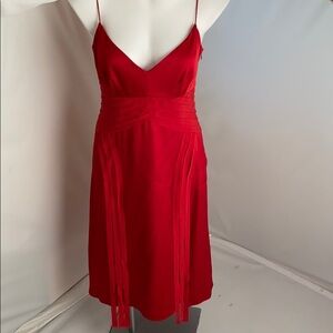 Nicole Miller red silk spaghetti strap v-neck cocktail dress